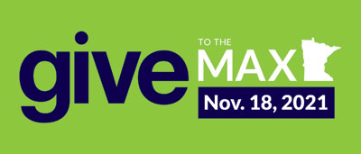 Word makr for Give to the Max, Nov. 18, 2021, with shape of Minnesota