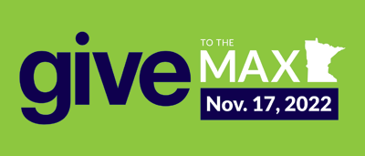 Logo for Give to the Max, Nov. 17, 2022, with shape of Minnesota