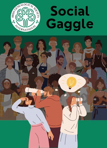 The words "social gaggle" with cartoon figures with a lighbulb above one of the group member's head.